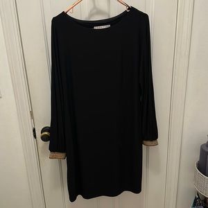 GORGEOUS black soft Trina Turk dress with embellished cuffs. Size medium. NWT.